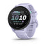 Garmin Forerunner 70, beginner smartwatch for running and activity tracking, light purple colour, watch with time on face of watch 