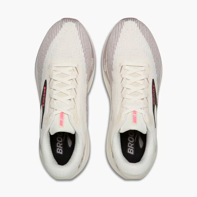 womens ghost amp with a grey sole and upper with hints of a light purple. Lightweight running shoe engineered with responsive technology for a springy, energised ride.