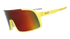 goodr astro g wrap sunglasses for running and casual wear, no slip, no bounce sunglasses, yellow frame with mirrored reflective lenses, sunglasses shown on a white background