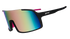 goodr astro g wrap sunglasses for running and casual wear, no slip, no bounce sunglasses, black frame with mirrored reflective lenses, sunglasses shown on a white background