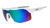 goodr bolt g all gender sunglasses for active wear, white with mirrored reflective lenses