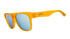 Yellow goodr sunglasses with blue lenses