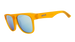 Yellow goodr sunglasses with blue lenses