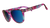 Goodr og sunglasses with colorful blue and pink marbled frame and blue lenses 