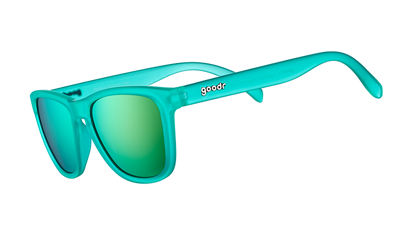 goodr og turquoise sunglasses with green lenses