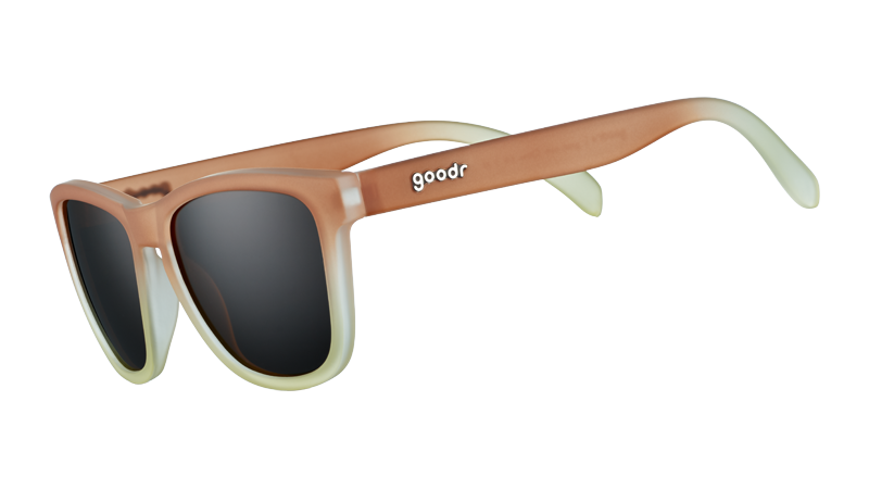 goodr og three parts tee sunglasses, brown and white ombre sunglasses with no background