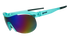 goodr sonic g wrap sunglasses for running with frame vents, teal frame with mirrored reflective lenses, sunglasses on a white background