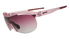 goodr sonic g wrap sunglasses for running with frame vents, light pink frame with gradient purple lenses, sunglasses on a white background
