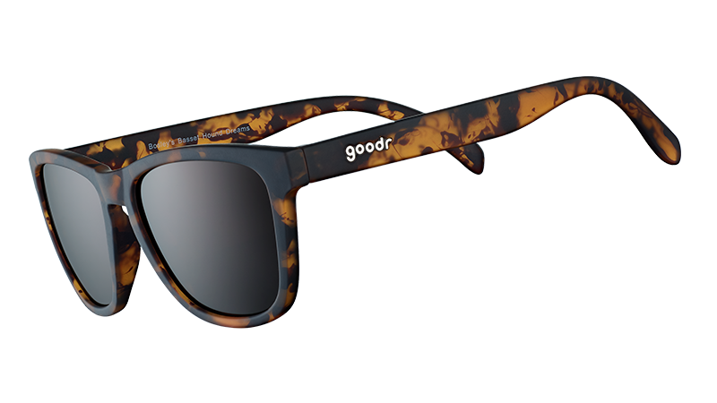 Tortoiseshell unisex sunglasses for running, on a white background