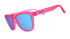 Pink goodr og sunglasses with blue lenses