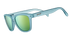 blue and gold unisex sunglasses for running, on a white background