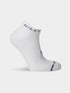 hilly active socklet zero cushion, running socks with no cushioning white with small grey details, side of sock with hilly logo on ankle
