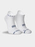 hilly active socklet zero cushion, running socks with no cushioning white with small grey details, front of pair of socks