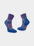 pair of hilly twin skin socks, anti-blister double layered sock for running on a white background, blue and purple colour