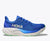 hoka arahi 8 for men, supportive running and walking shoe that helps with overpronation, bright blue colour with white sole, side profile of shoe on white background