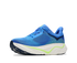 hoka arahi 9 mens, lightweight supportive road running and walking shoe for overpronation, royal blue with white sole and lime green detials, inside angled profile of shoe