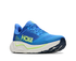 hoka arahi 9 mens, lightweight supportive road running and walking shoe for overpronation, royal blue with white sole and lime green detials, side angled profile of shoe