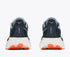 Hoka Arahi 9 Women's, super lightweight support running and walking shoe, navy shoe with light blue and orange details and white sole, heels of shoes