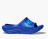 Blue hoka athletic slide slip on sandal for recovery after running