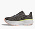 Dark gray hoka bondi 9 running shoe with orange and lime green accents