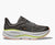 Dark gray hoka bondi 9 running shoe with orange and lime green accents