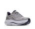 hoka bondi 9 mens, extra cushioned road running and walking shoe, grey with black details, picture of shoe on white background 