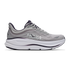 hoka bondi 9 mens, extra cushioned road running and walking shoe, grey with black details, picture of shoe on white background 