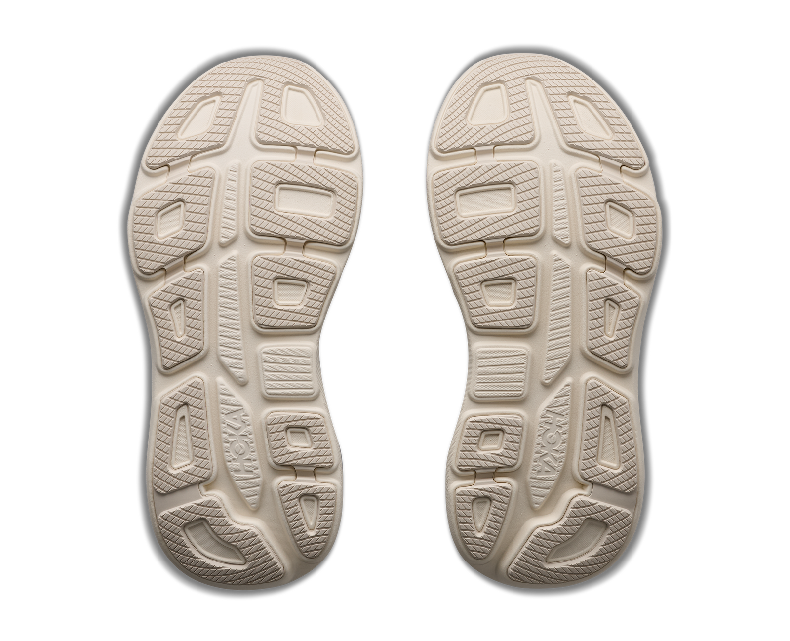 hoka bondi 9 womens, super cushioned road running and walking shoe, light blue and cream with light pink details, picture of shoe on white background.