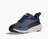 hoka challenger 7 gtx for mens, waterproof road and trail running shoe, navy blue with white sole and logo, inside angled profile of shoe