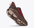 hoka challenger 8 gtx for men, waterproof gravel road to trail running and walking shoe, dark brown colour with black details and red logo, side profile of shoe