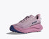 hoka challenger 8 gtx womens, road to trail gravel running and walking shoe, dark pink and purple, side profile of shoe