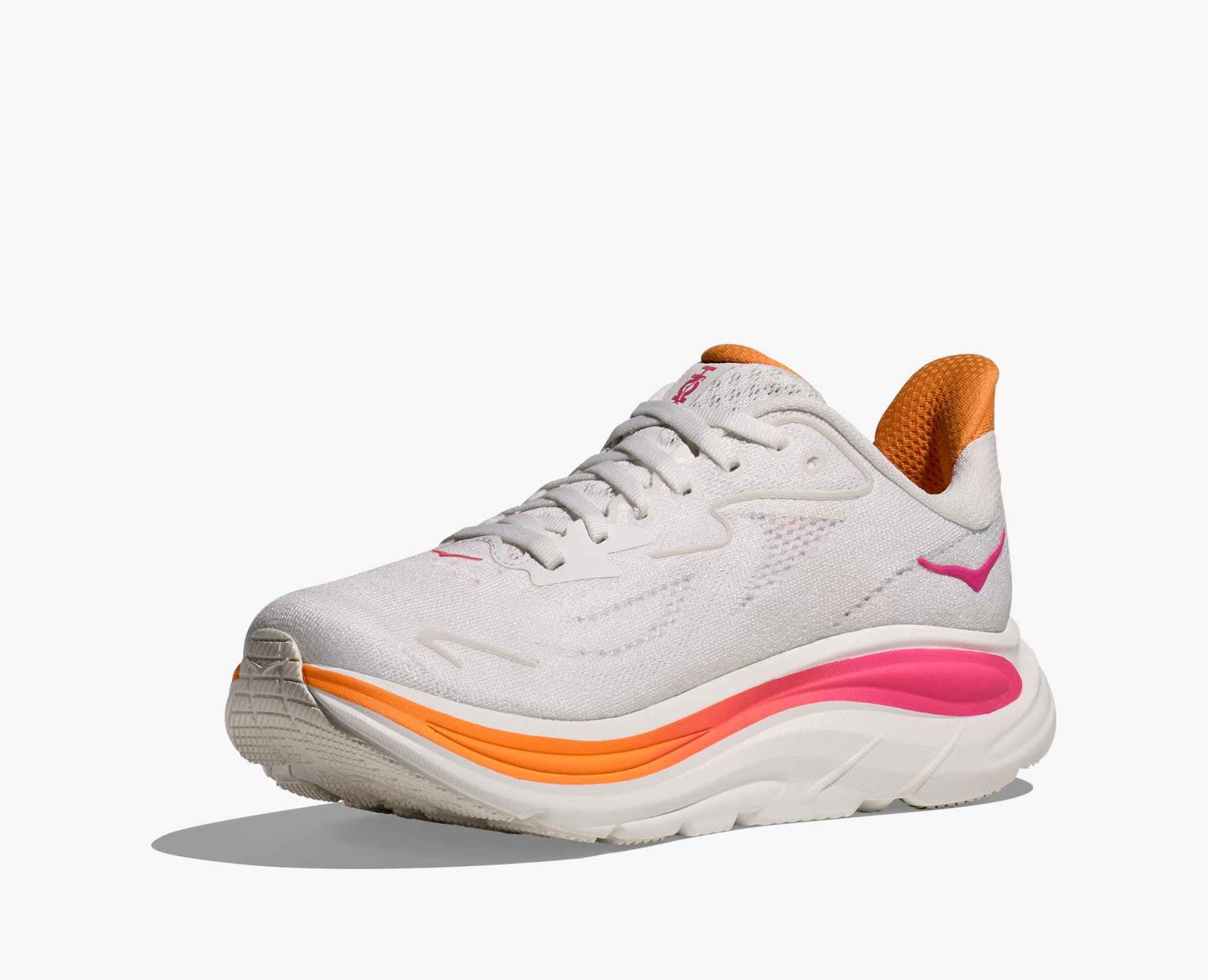 Hoka clifton 10 for women in white, electric rose colour