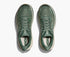 dark green hoka mens running shoe with 'Hoka' branding top down view