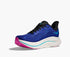 hoka clifton 10 womens, lightweight everyday running shoe, navy dark blue colour with pink and blue details on white sole