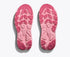 hoka clifton 10 for women, lightweight cushioned road running and walking shoe, light blue colour with pink sole, under sole of shoe