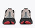 Hoka Clifton 11 GORE-TEX mens in a grey upper with a black sole and red details on the laces and sole. The Clifton 11 GORE-TEX® is engineered to seal out the elements with a GORE-TEX® Invisible Fit membrane, closed mesh upper, and water-repellant coating. rear view of both shoes. 