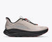 Hoka Clifton 11 GORE-TEX mens in a grey upper with a black sole and red details on the laces and sole. The Clifton 11 GORE-TEX® is engineered to seal out the elements with a GORE-TEX® Invisible Fit membrane, closed mesh upper, and water-repellant coating. Side profile view of shoe on a white background.