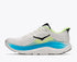 hoka clifton 11 for men, lightweight cushioned road running and walking shoes, white with lime green and blue details, inside profile of shoe