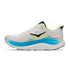 hoka clifton 11 for men, lightweight cushioned road running and walking shoes, white with lime green and blue details, inside profile