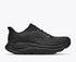 hoka clifton 11 womens, lightweight everyday road running and walking shoe, black and black, side profile of shoe