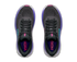 hoka clifton 11 womens, lightweight cushioned road running and walking shoe, black shoe with neon details, overhead profile of both shoes on a white background