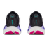 hoka clifton 11 womens, lightweight cushioned road running and walking shoe, black shoe with neon details, back profile of both shoes on a white background