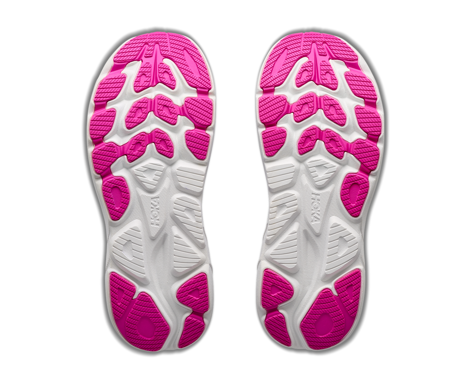 hoka clifton 11 womens, lightweight cushioned road running and walking shoe, black shoe with neon details, profile of sole of shoes on a white background