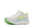 hoka clifton 11 womens, lightweight cushioned road running and walking shoe, white shoe with neon green and light blue details, inside angledprofile of shoe