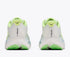 hoka clifton 11 womens, lightweight cushioned road running and walking shoe, white shoe with neon green and light blue details, heels of shoes