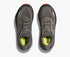 Dark grey hoka mens waterproof running shoe with orange sole overview