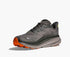 Dark grey hoka mens waterproof running shoe with orange sole gortex logo