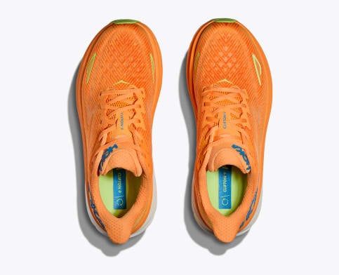 hoka clifton 9 wide for men solar flare lettuce top