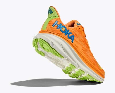 hoka clifton 9 wide for men solar flare lettuce lifted heel