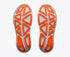 hoka clifton pro mens, responsive soft cushioned daily running shoe for faster paces, white shoe with neon orange and yellow details and black hoka logo, sole of shoes